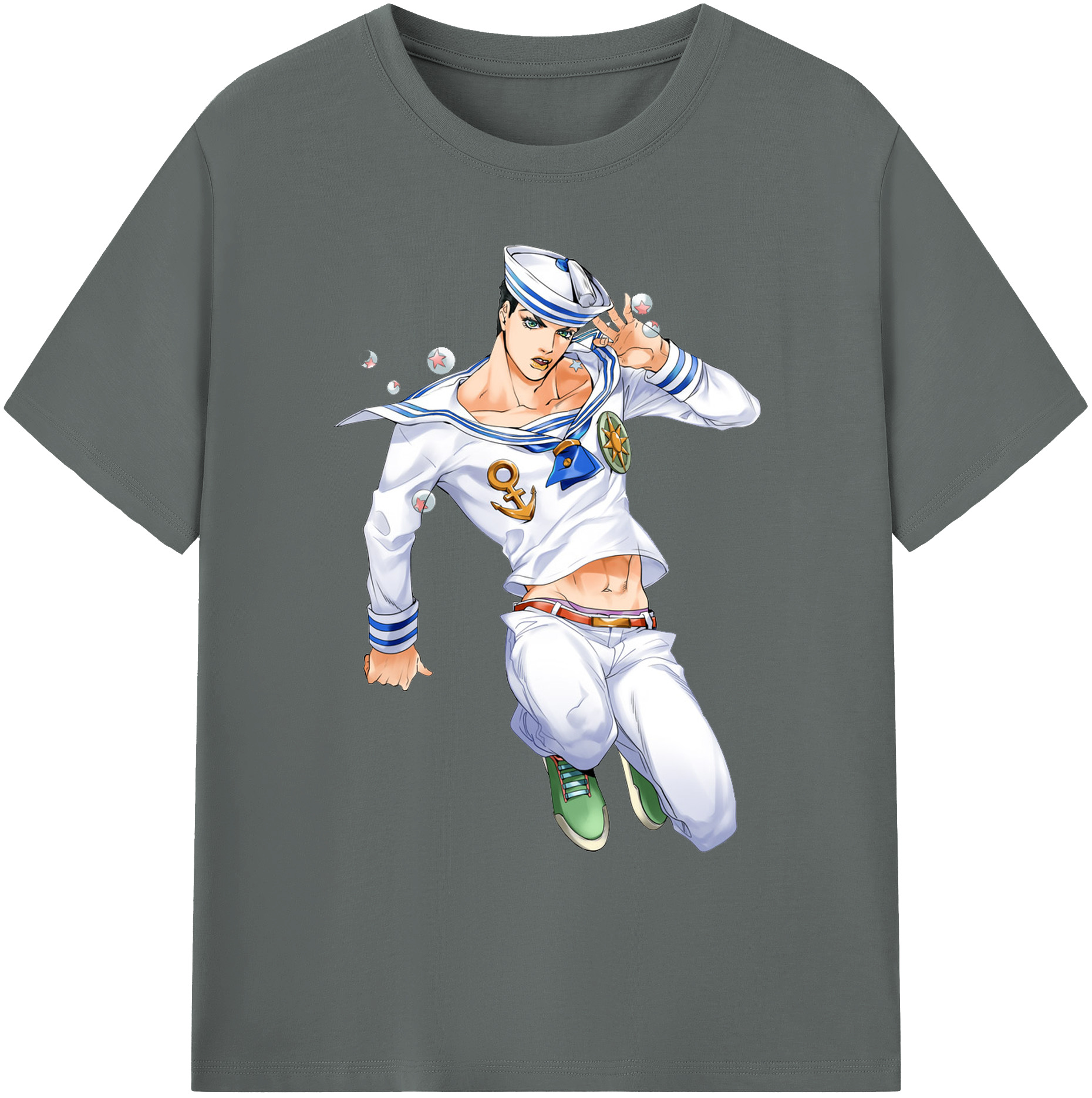 （画像用） ジョジョの奇妙な冒険 東方定助 JoJo's Bizarre Adventure Higashikata Josuke 綿100％ メンズ半袖Tシャツ｜肌触りやわらか＆通気性